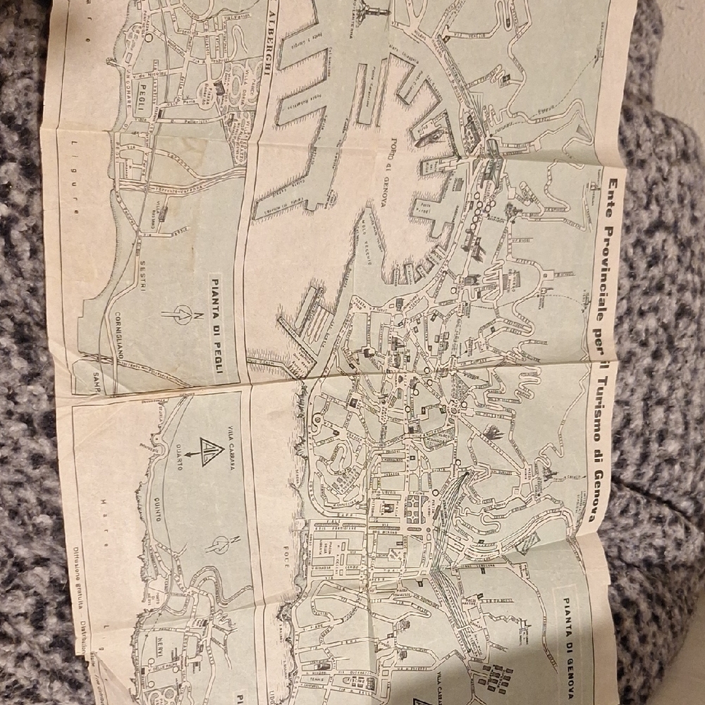 Vintage Map of Genova,Italy.